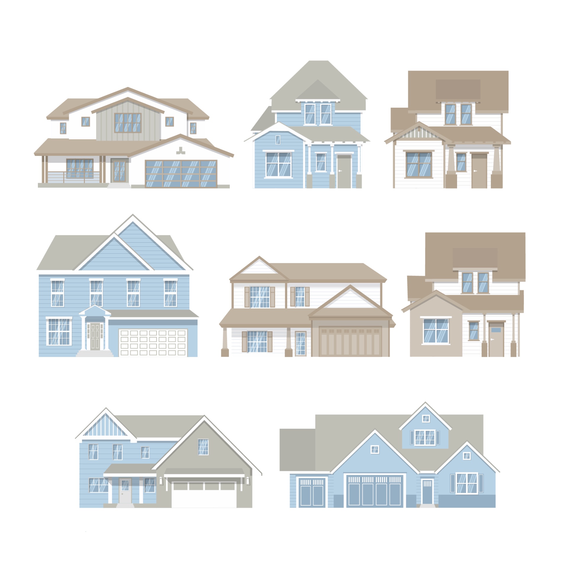 Single Family Home Set [AI, SVG, PNG] | Arch Hive